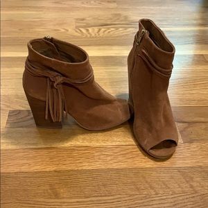 Steve Madden Open-toe Fringe Leather Booties